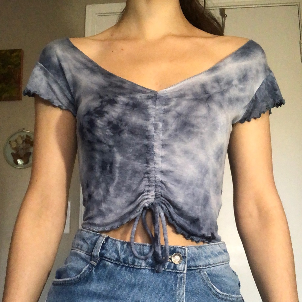 Blue Tie Dye Crop Top